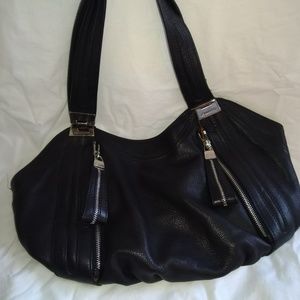 b makowsky Black Leather Shoulder Bag